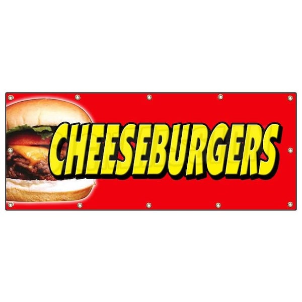 CHEESEBURGERS BANNER SIGN hamburger burger cheese signs char broiled